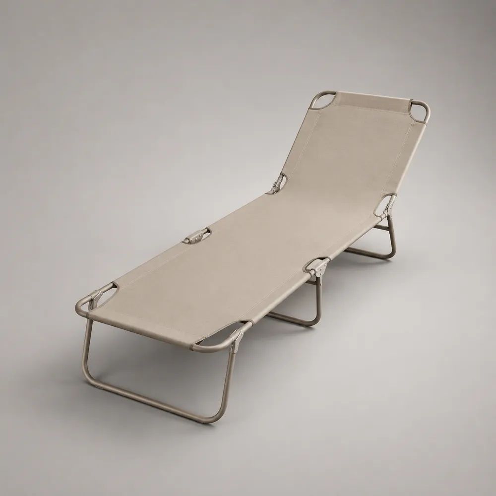 Lettino prendisole pieghevole e reclinabile beige 190 x 58 x 75 cm in acciaio e poliestere